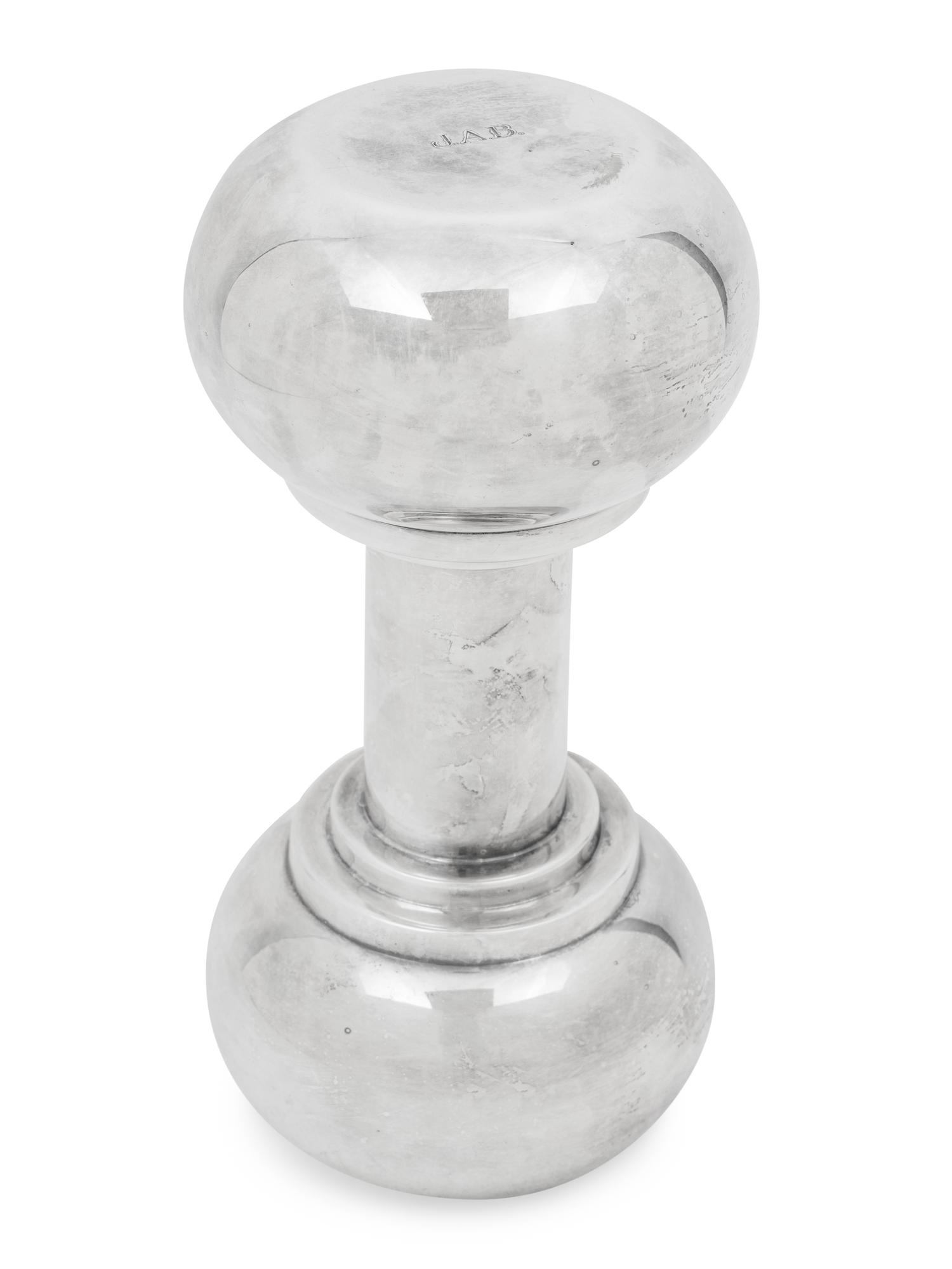 An English Silver-Plate Dumbbell Cocktail Shaker