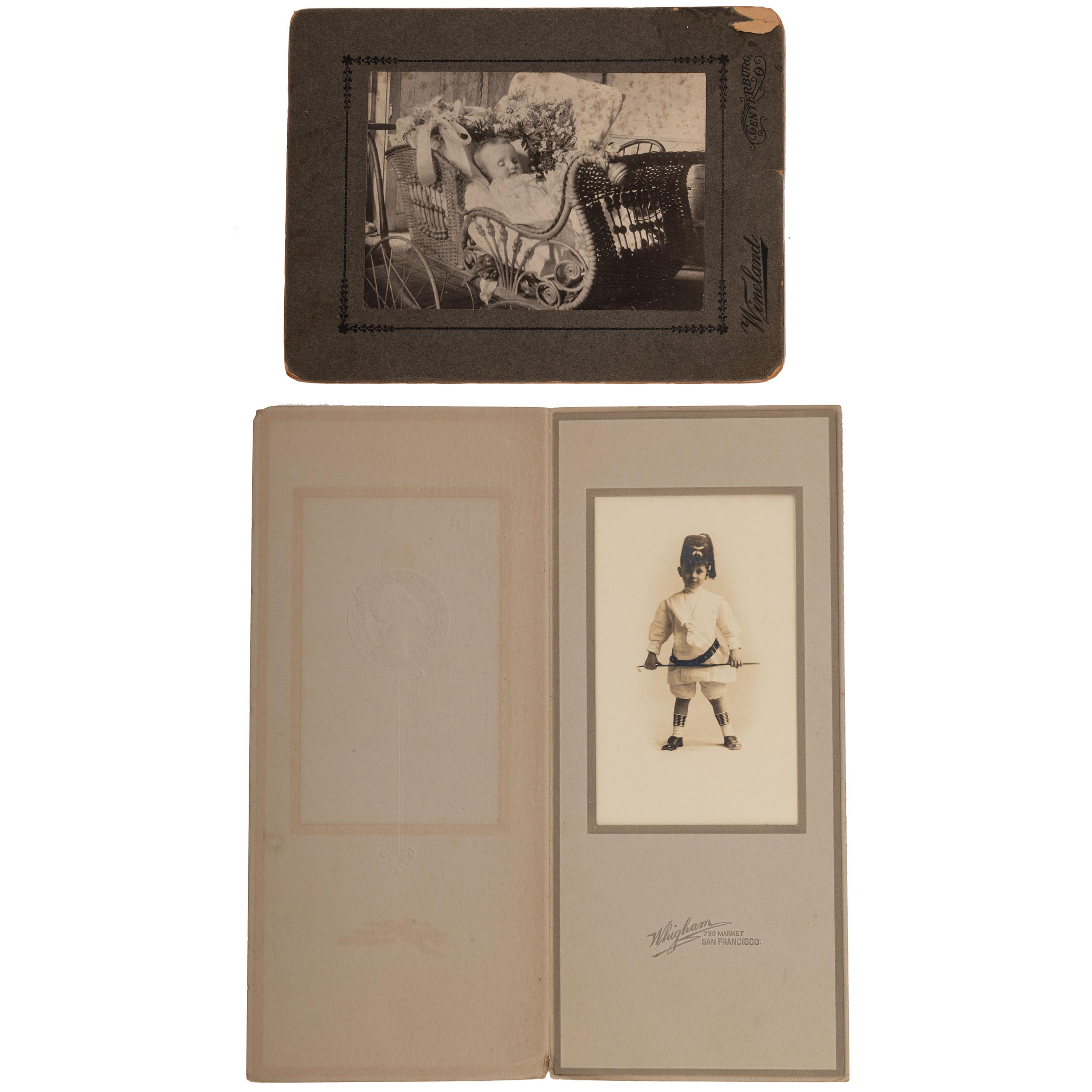 [EARLY PHOTOGRAPHY]. A group of 53 CDVs, cabinet cards, and large format photographs featuring portraits of groups and individuals, incl. postmortem views.