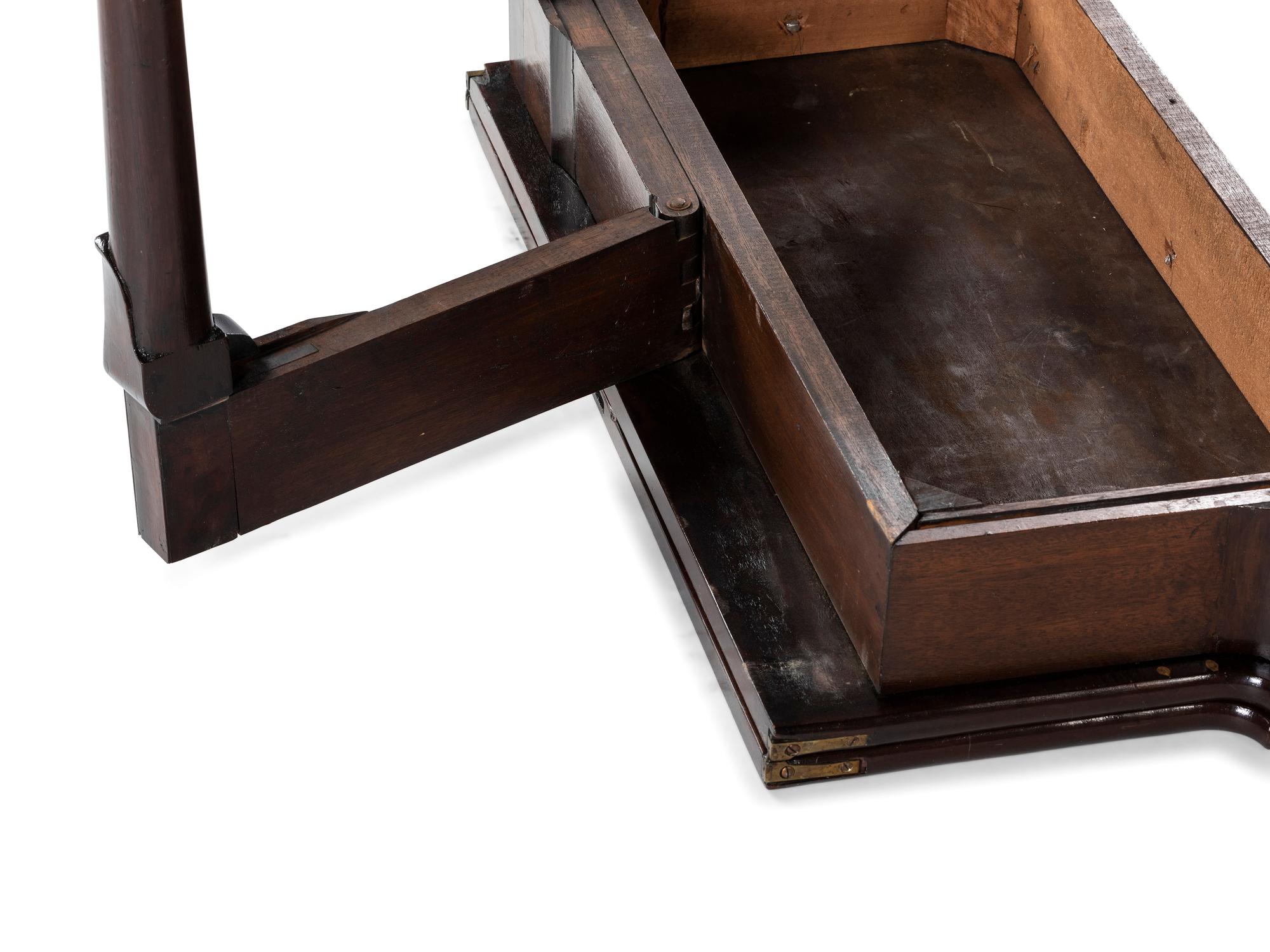 A George III Mahogany Games Table and a Set of Four Queen Anne Style Walnut Dining Chairs