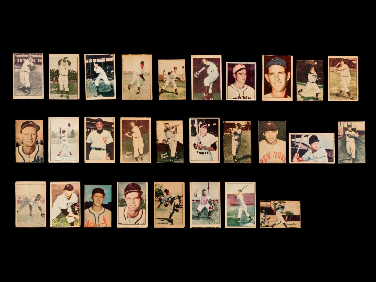 A Collection of 28 1952 Berk Ross Baseball Cards Including Hall of Famers