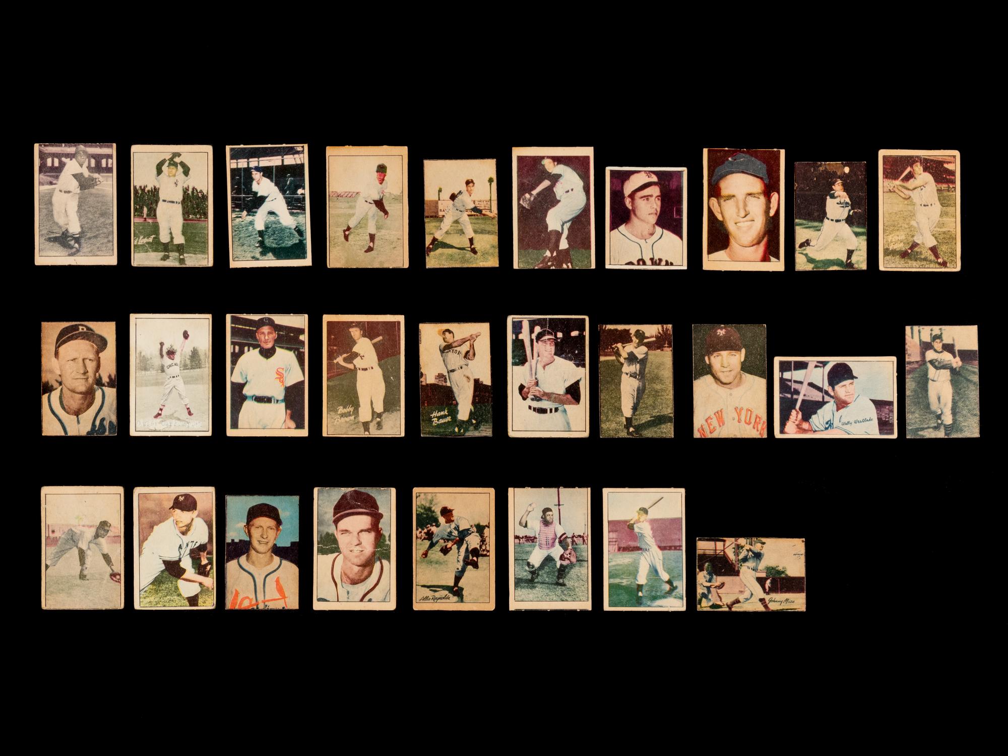 A Collection of 28 1952 Berk Ross Baseball Cards Including Hall of Famers