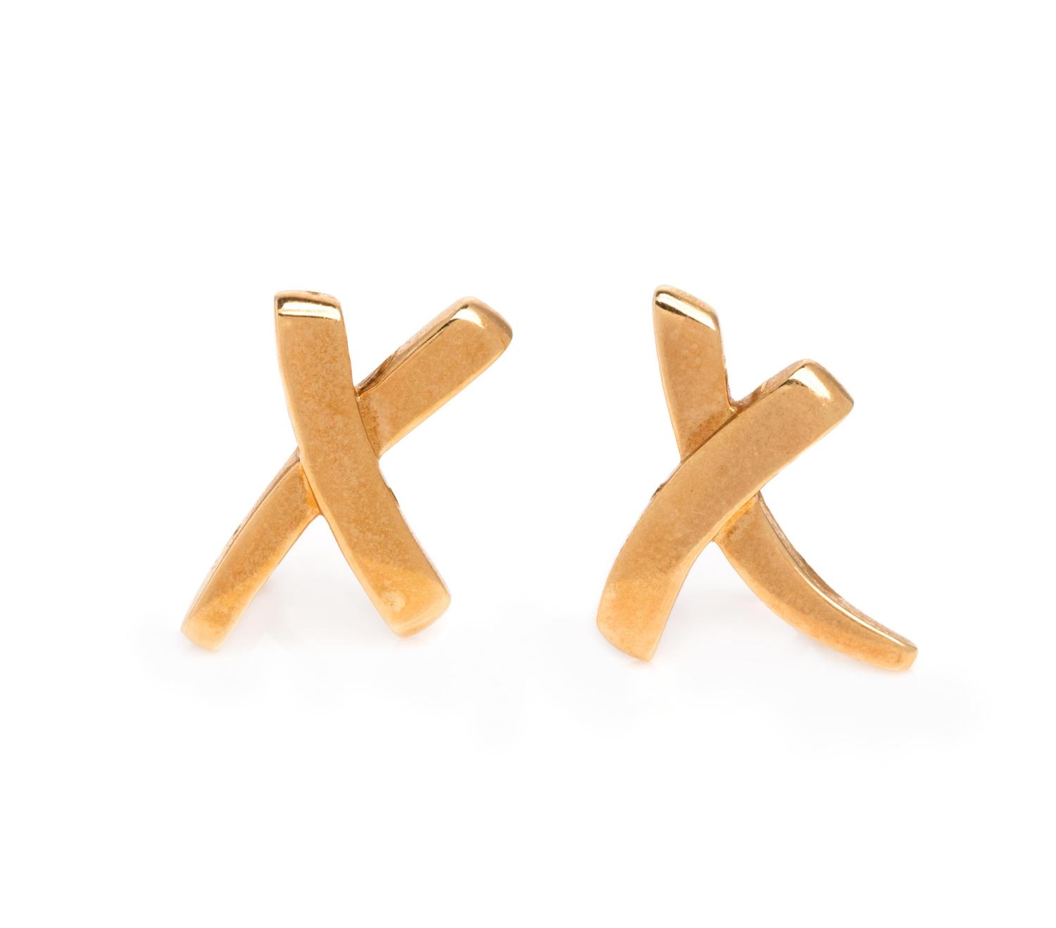 TIFFANY & CO., PALOMA PICASSO, YELLOW GOLD 'X' EARCLIPS
