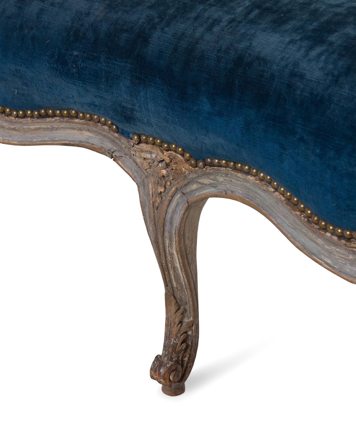 A Louis XV Painted Canapé with Needlepoint Tapestry Upholstery