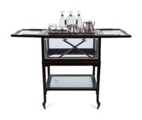 A Regency Revival Fruitwood, Silvered Metal and Glazed Pop-Up Bar Cart — 20TH CENTURY