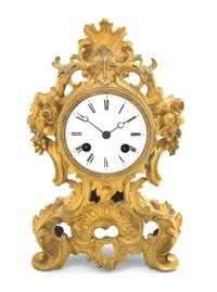 A Louis XV Style Gilt Bronze Shelf Clock, Height 10 inches.