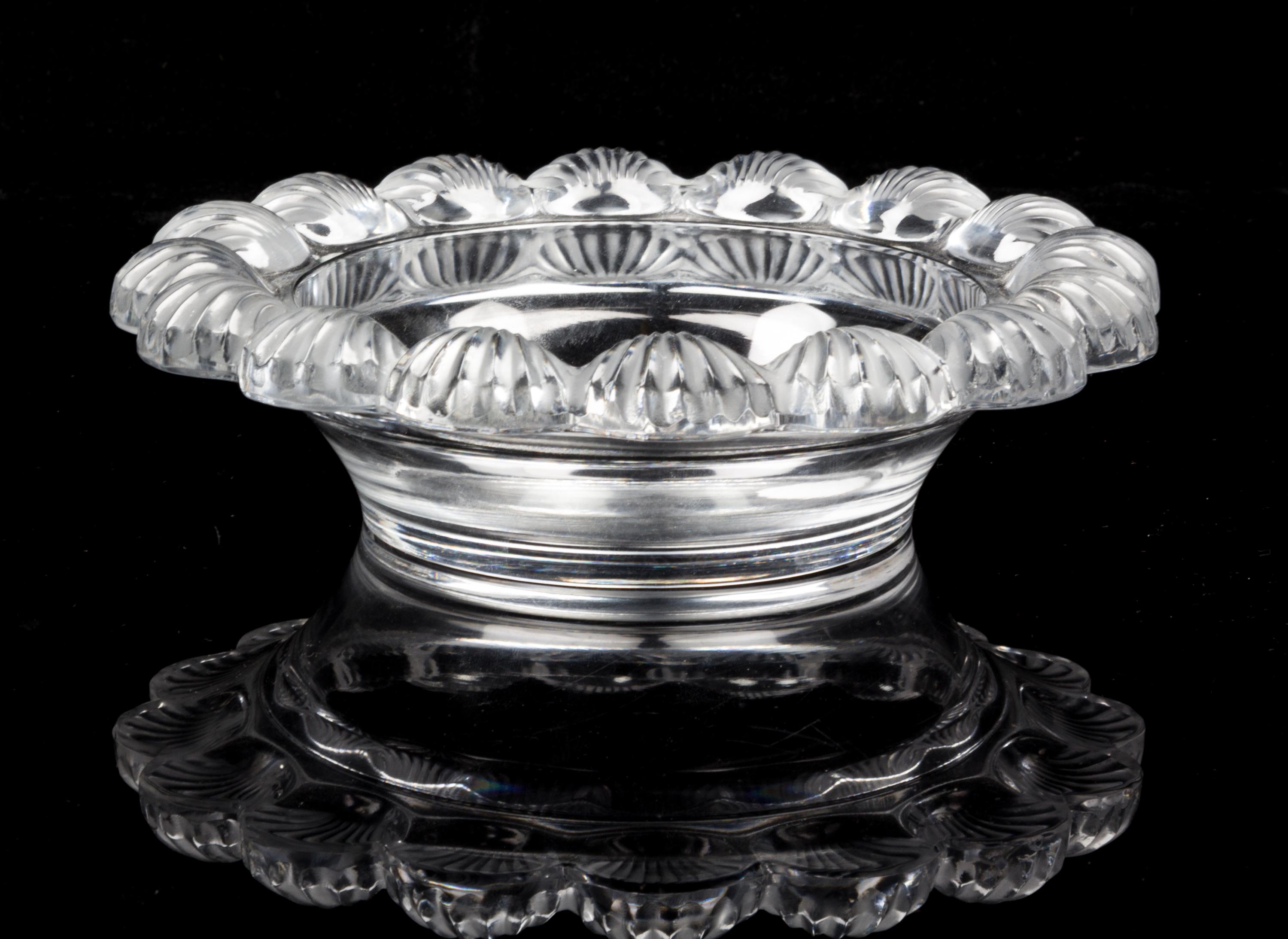 A Lalique Molded and Frosted Glass Bowl Diameter 8 inches. — SECOND HALF 20TH CENTURY