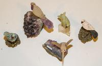 A Group of Five Carved Stone Birds Height of tallest overall 5 1/4 inches.