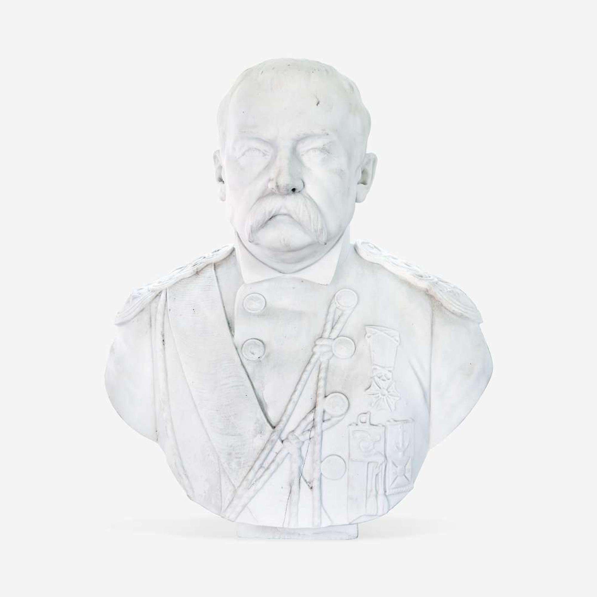 A Large Italian Carved Marble Bust of Otto von Bismarck Fiorenzo Pugi, early 20th century