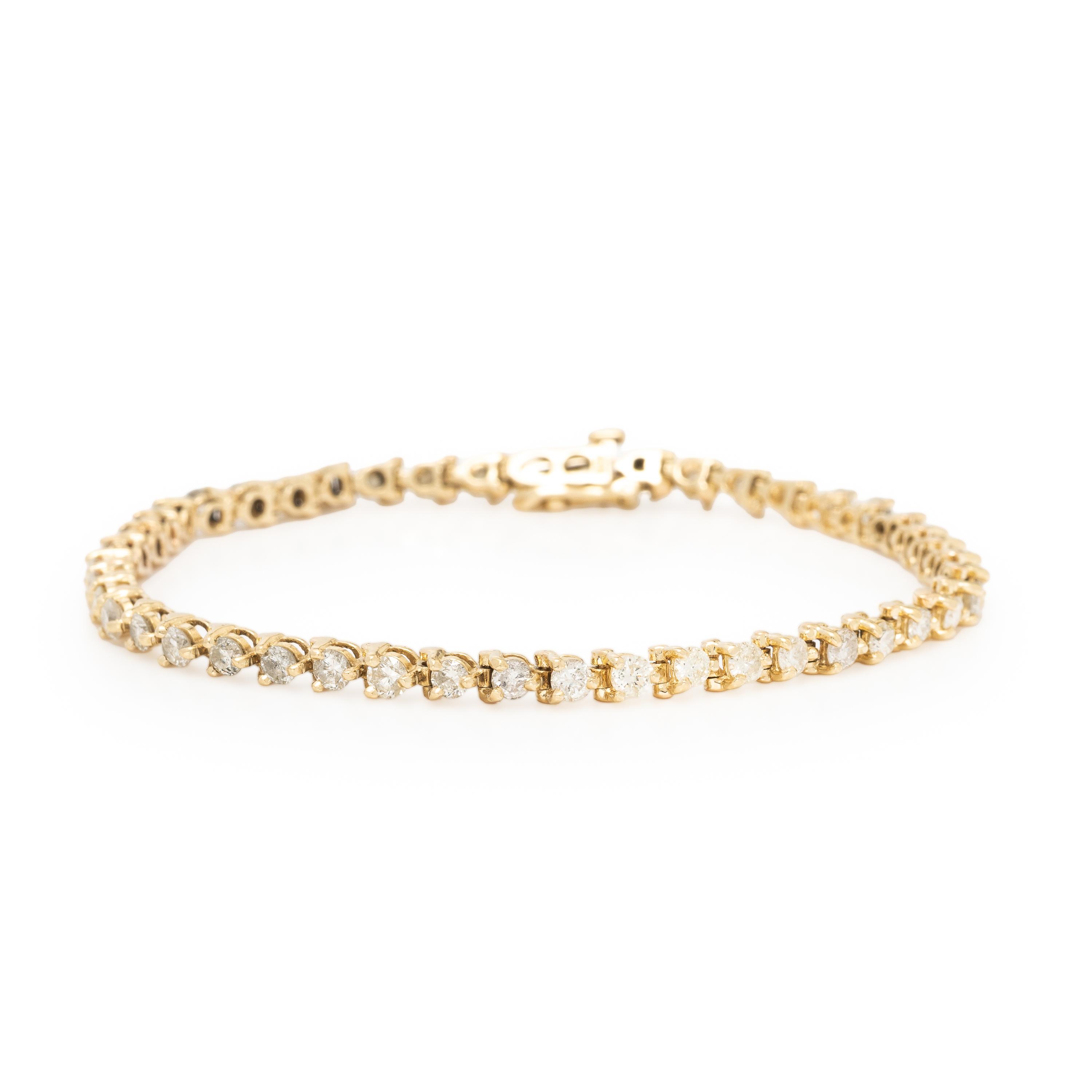 Diamond and Yellow Gold Line Bracelet