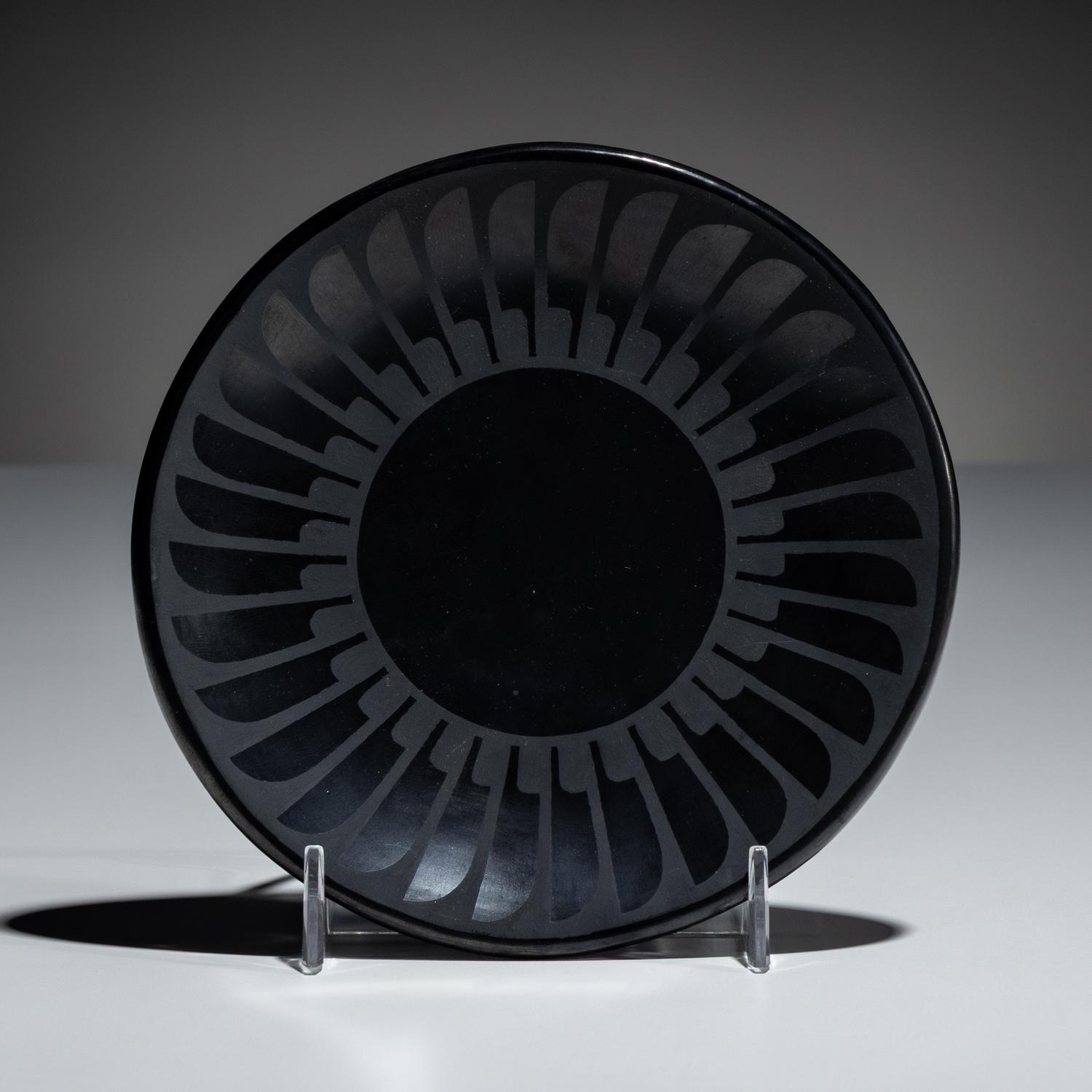 Blackware Pottery Plate, with Gunmetal Finish