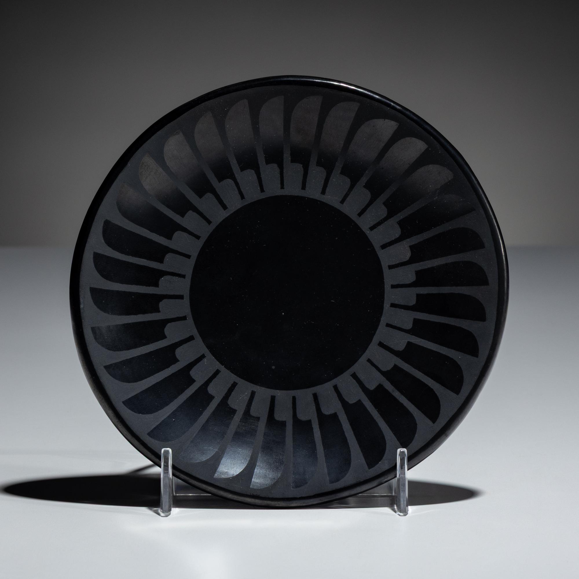 Blackware Pottery Plate, with Gunmetal Finish