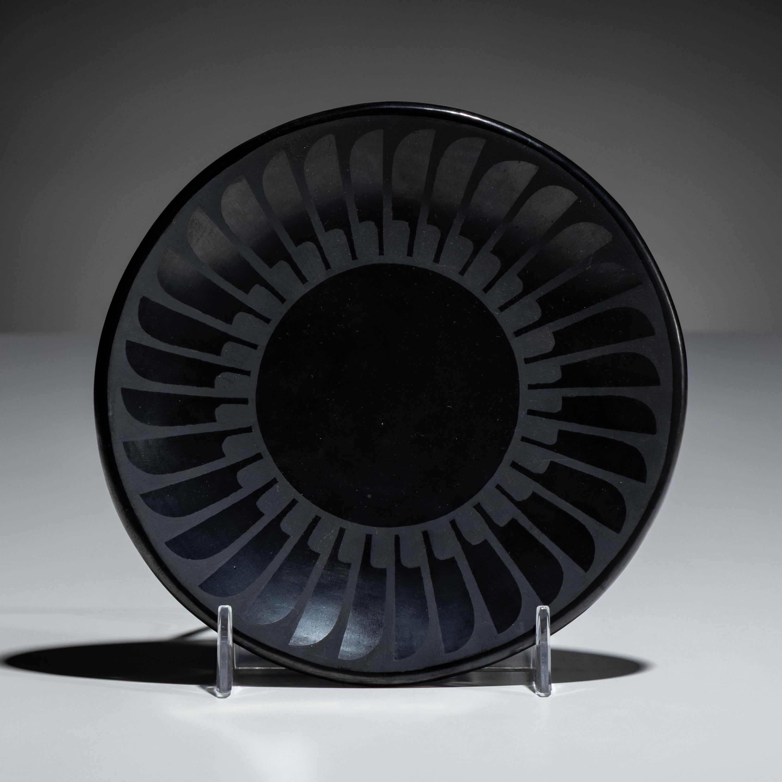 Blackware Pottery Plate, with Gunmetal Finish