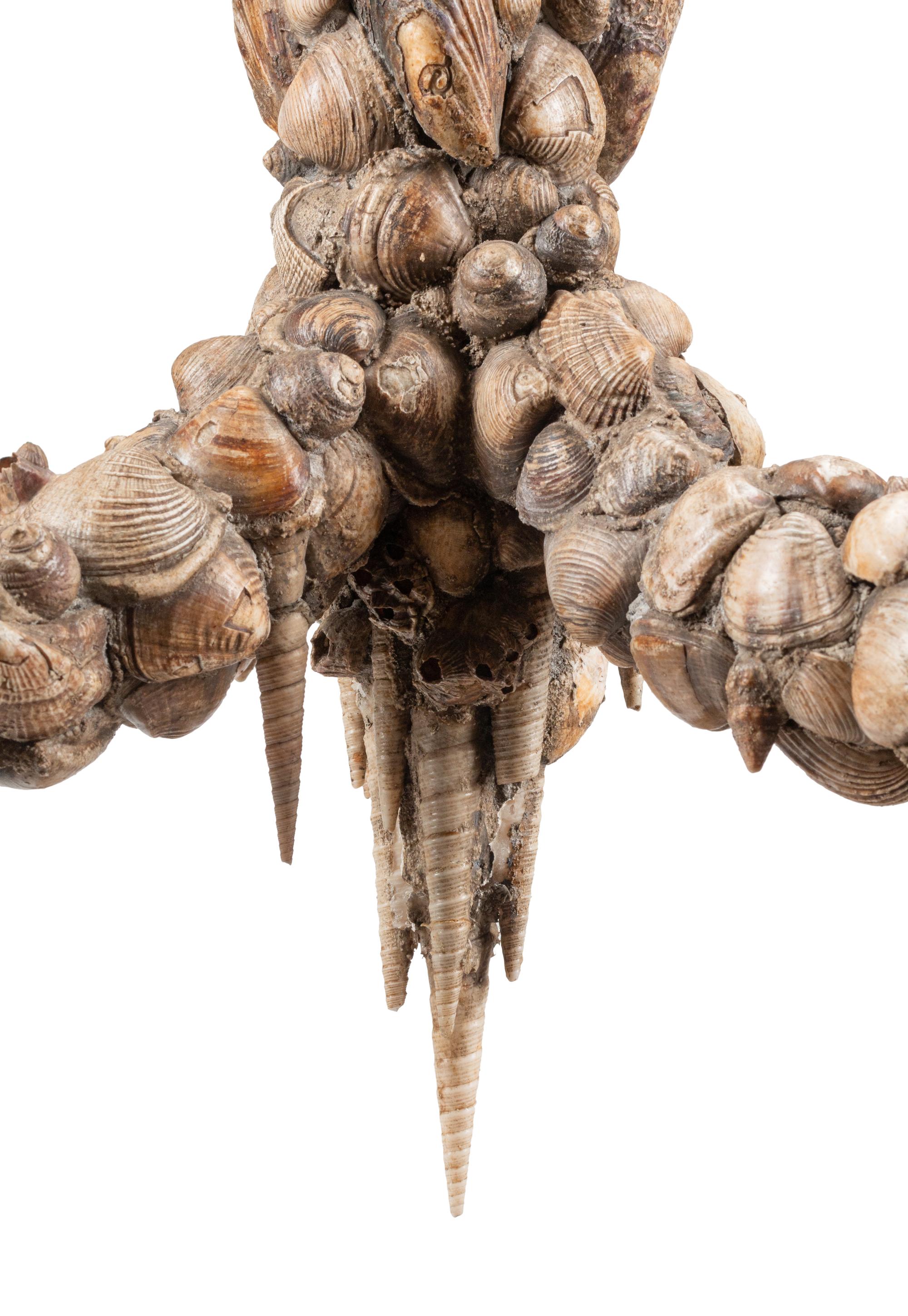 A Shell-Encrusted Grotto Four-Light Chandelier