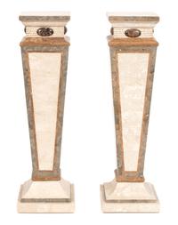 Four Italian Marble and Stone Veneered Pedestals Height 44 1/4 x width 13 x depth 13 inches. — 20TH CENTURY