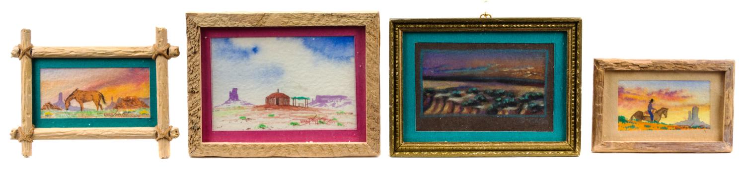 Terry Yazzie, (20th Century), Southwestern Landscapes (three works), together with a work depicting a Southwestern landscape by an unkn
