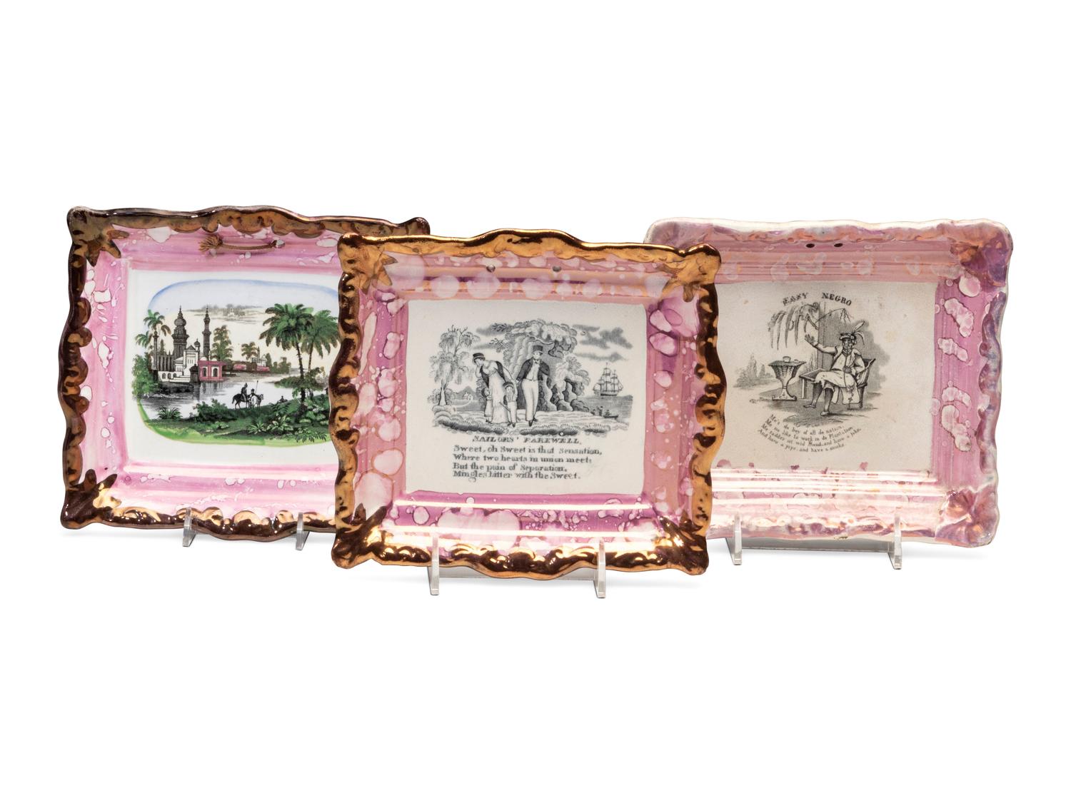 Three Sunderland Luster Pictorial Plaques