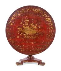 A Regency Style Lacquered and Japanned Tilt-Top Table