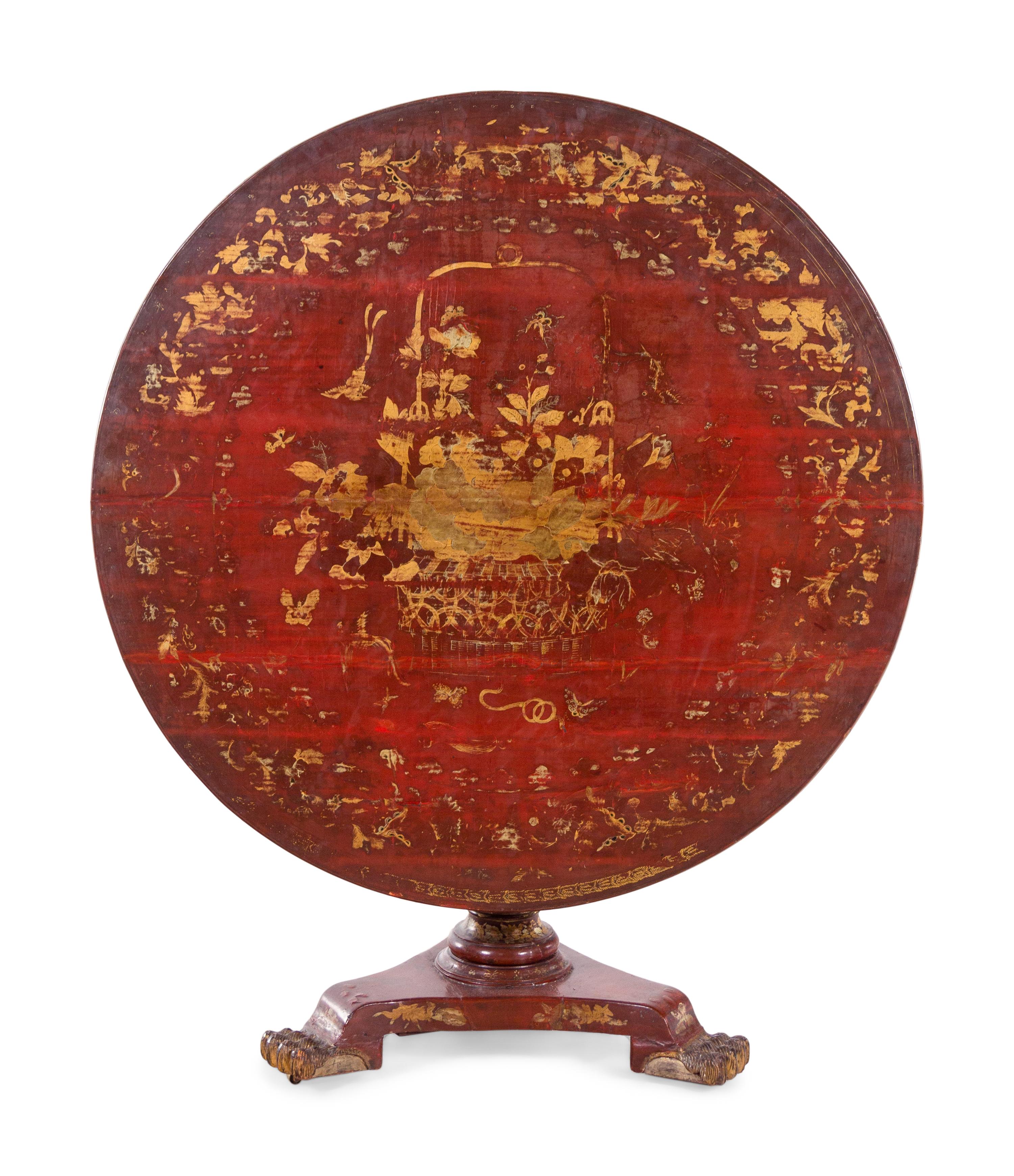 A Regency Style Lacquered and Japanned Tilt-Top Table
