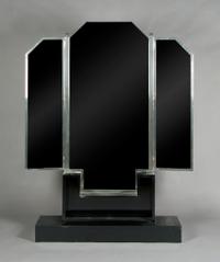 A French Art Deco Ebonized Vanity, Height 74 x width 47 inches.