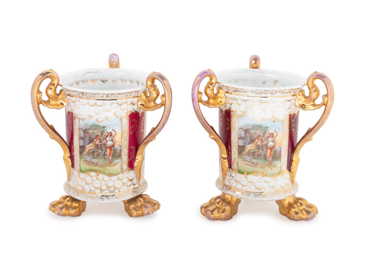A Pair of Schierholz Porcelain Loving Cups