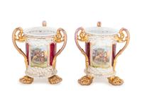 A Pair of Schierholz Porcelain Loving Cups