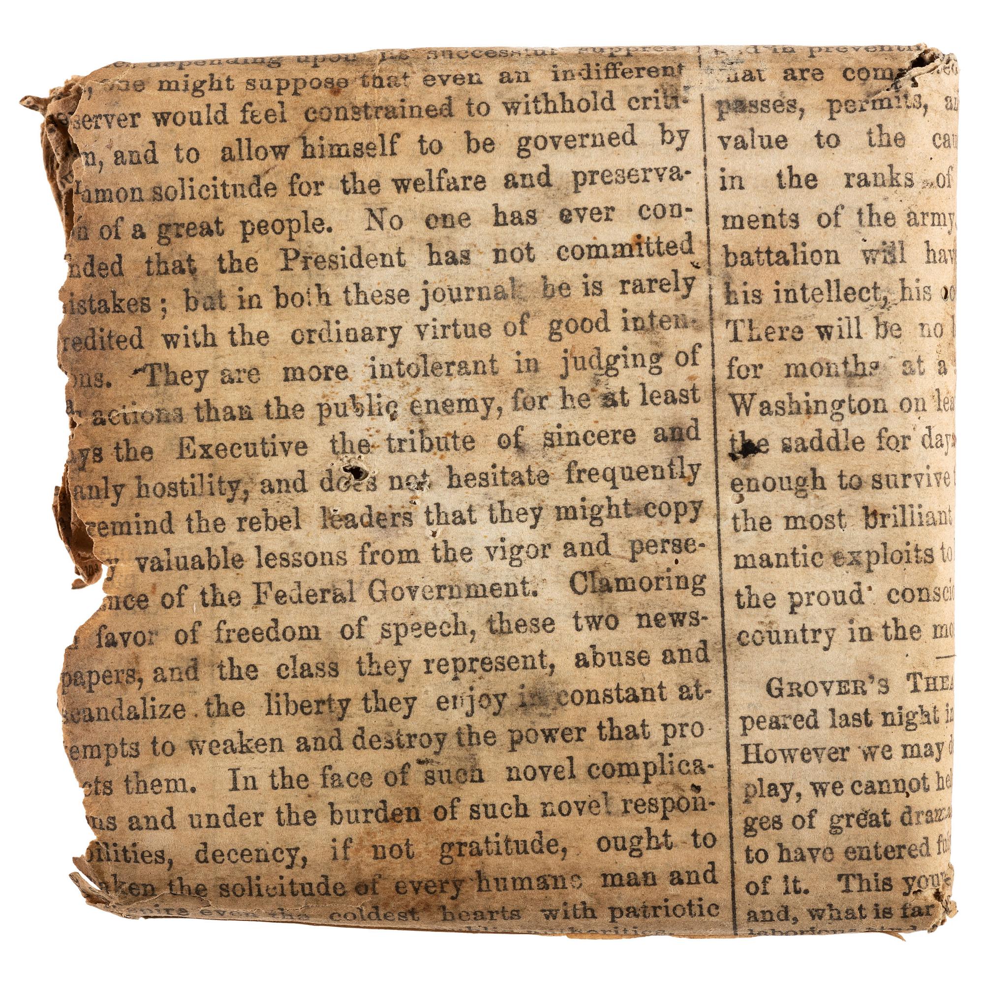 Civil War hardtack in original mailing envelope. June 1863.