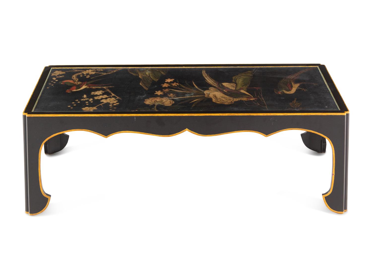 A Japanese Lacquer Panel-Inset Low Table
