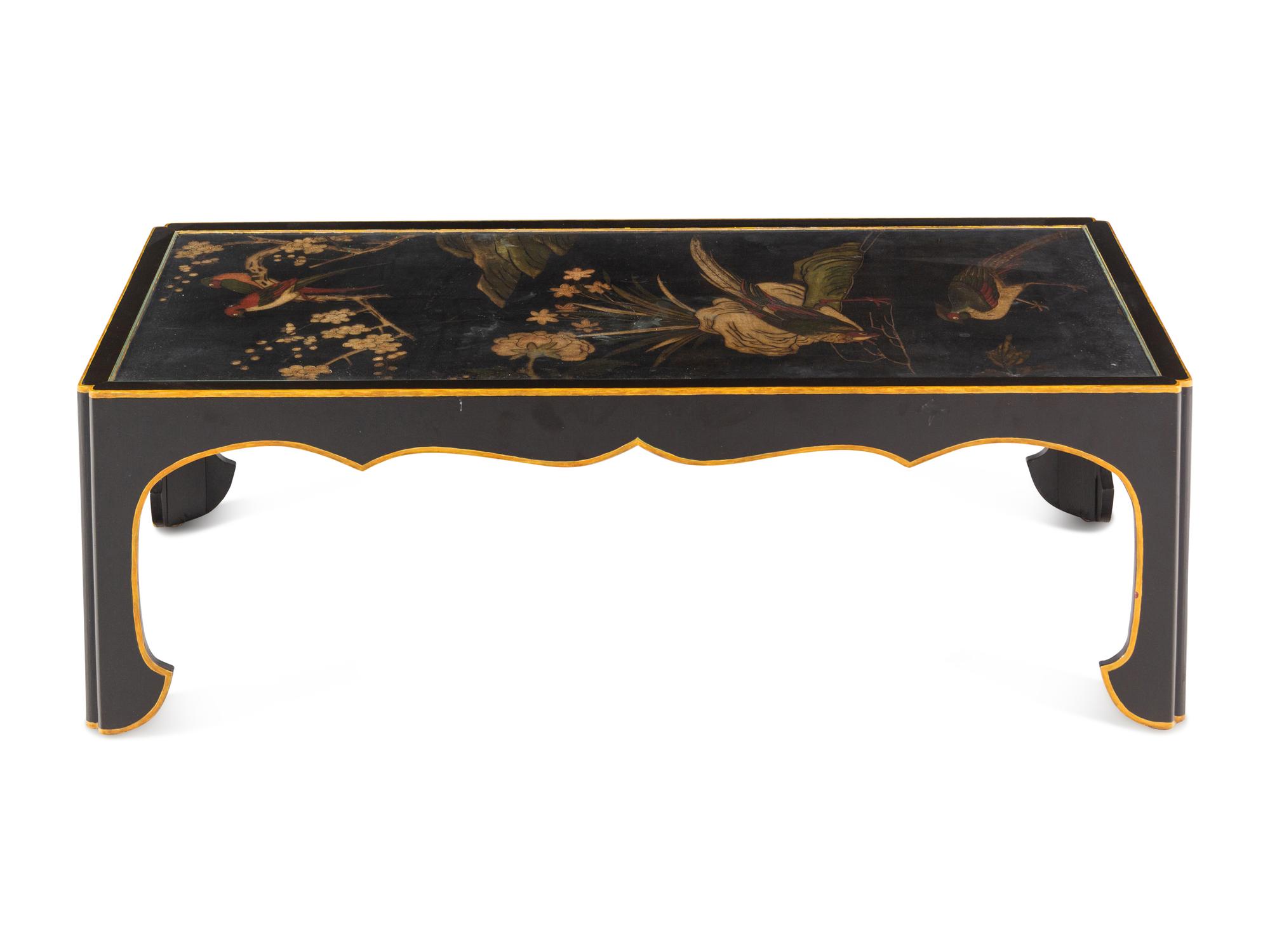 A Japanese Lacquer Panel-Inset Low Table