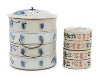 Two Chinese Porcelain Stacking Boxes
