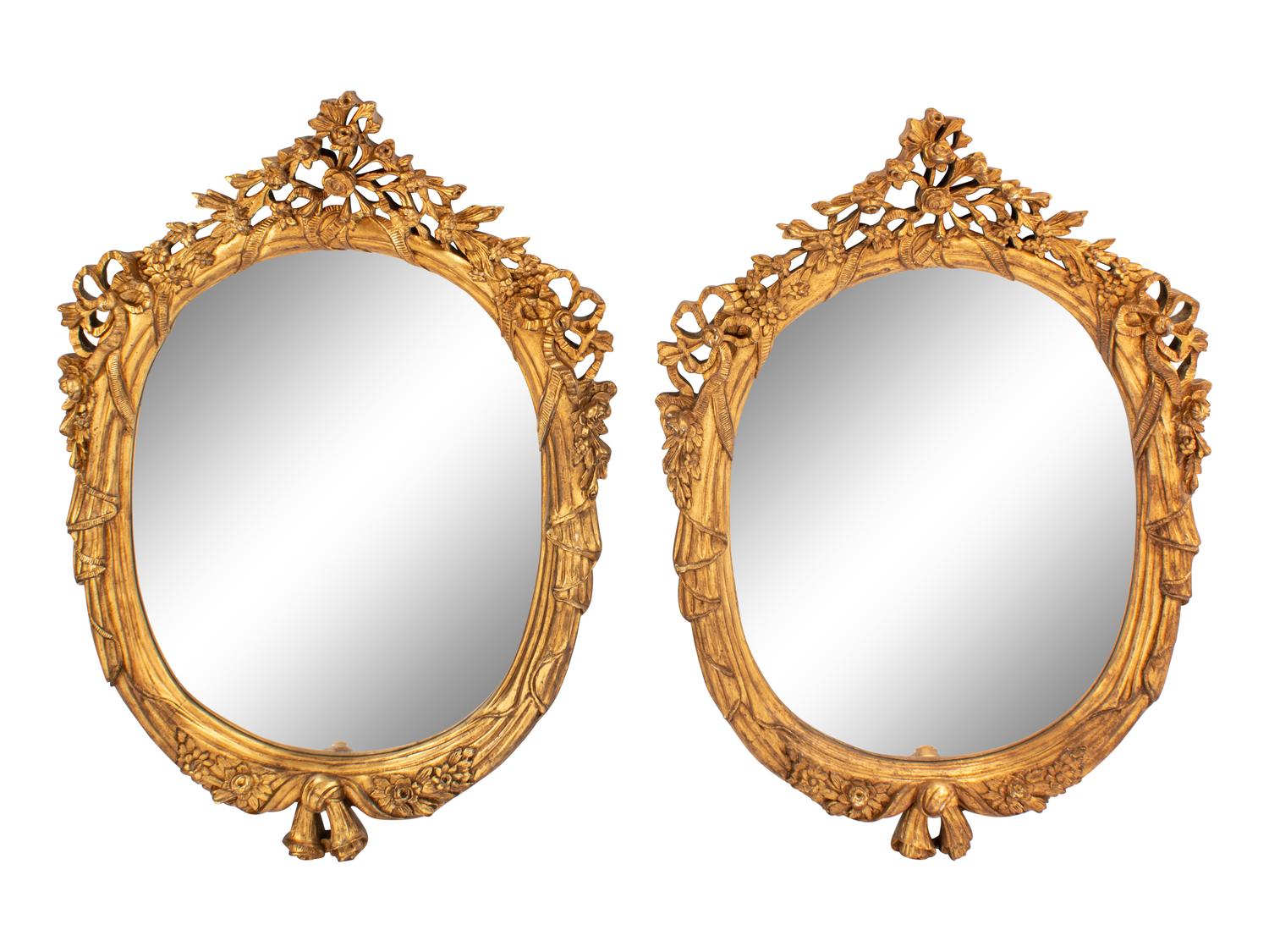 A Pair of Louis XV Style Giltwood Mirrors