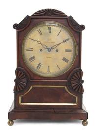 An English Mahogany Mantel Clock Height 17 3/4 inches. — GEORGE GIBBS, LONDON
