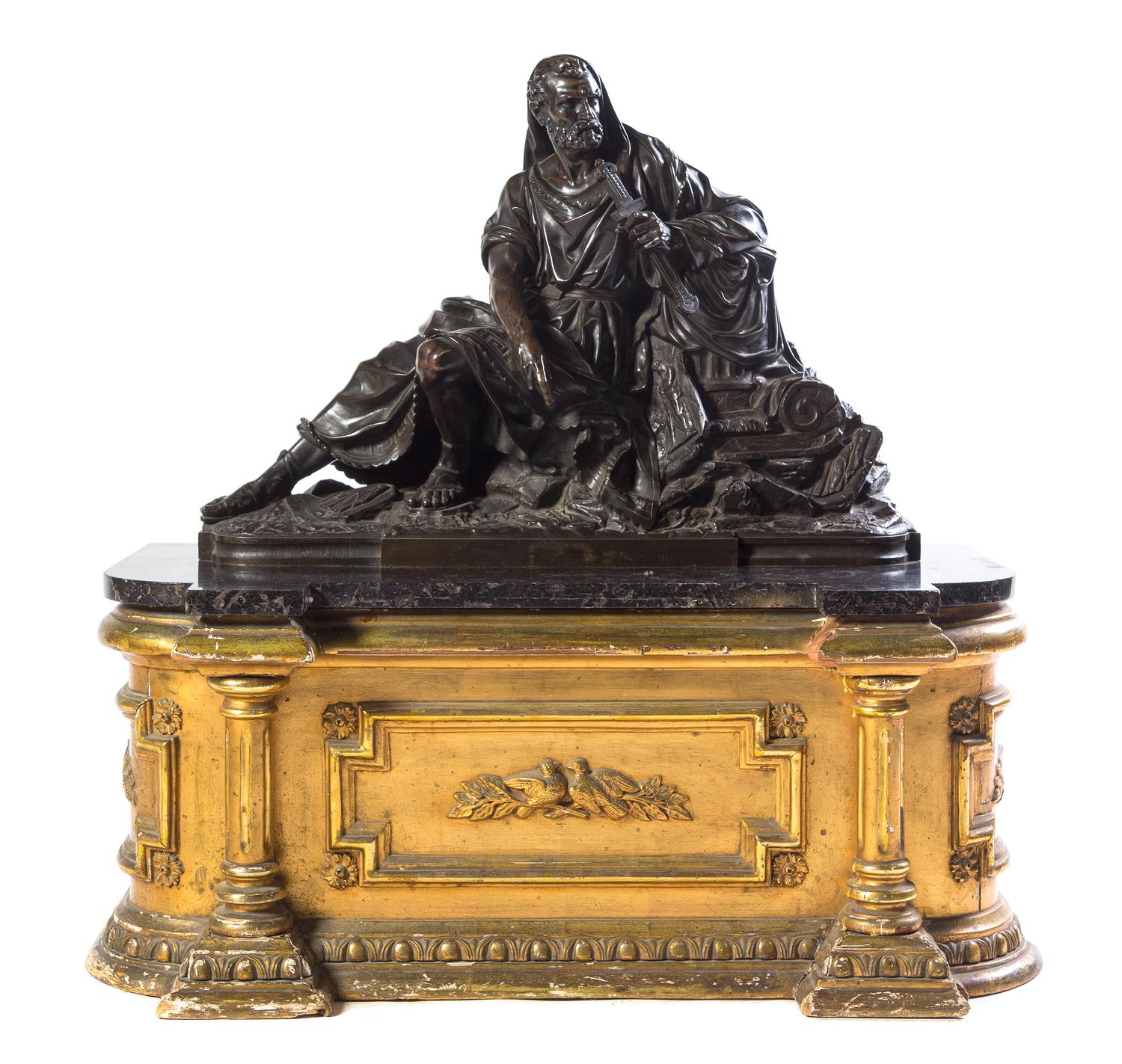 A Continental Bronze Figure Height overall 31 1/2 x width 31 x depth 16 inches. — 19TH CENTURY
