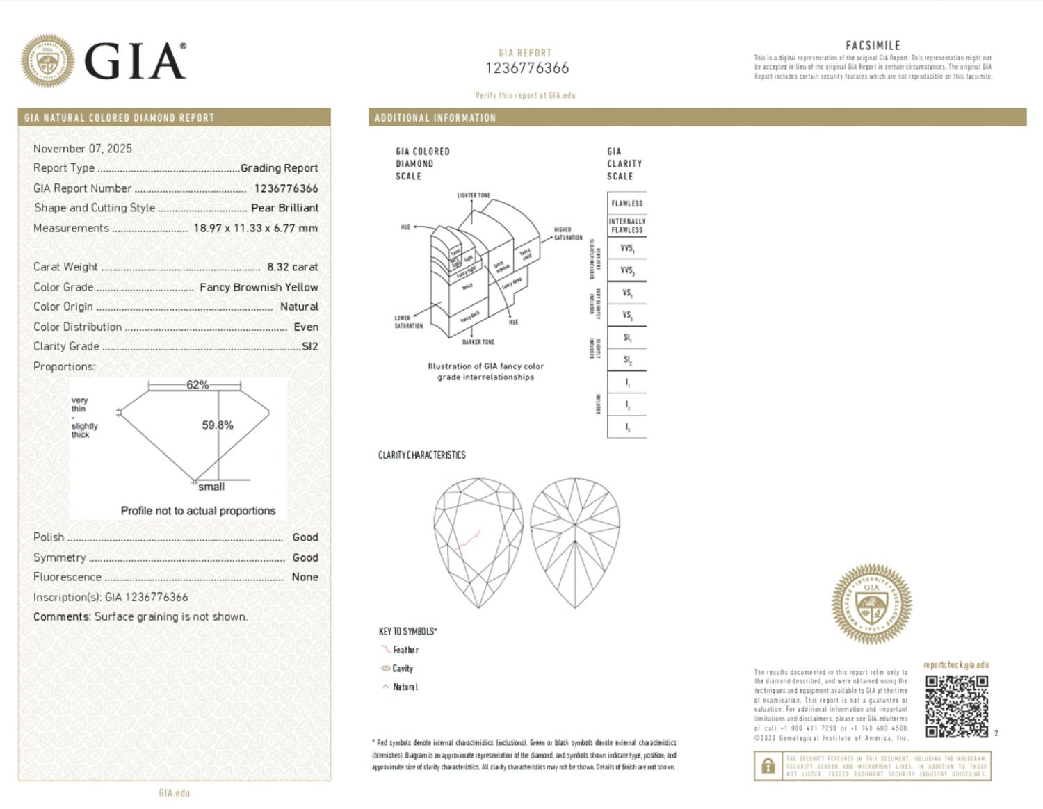 NATURAL FANCY BROWNISH YELLOW PEAR SHAPED DIAMOND AND DIAMOND RING
