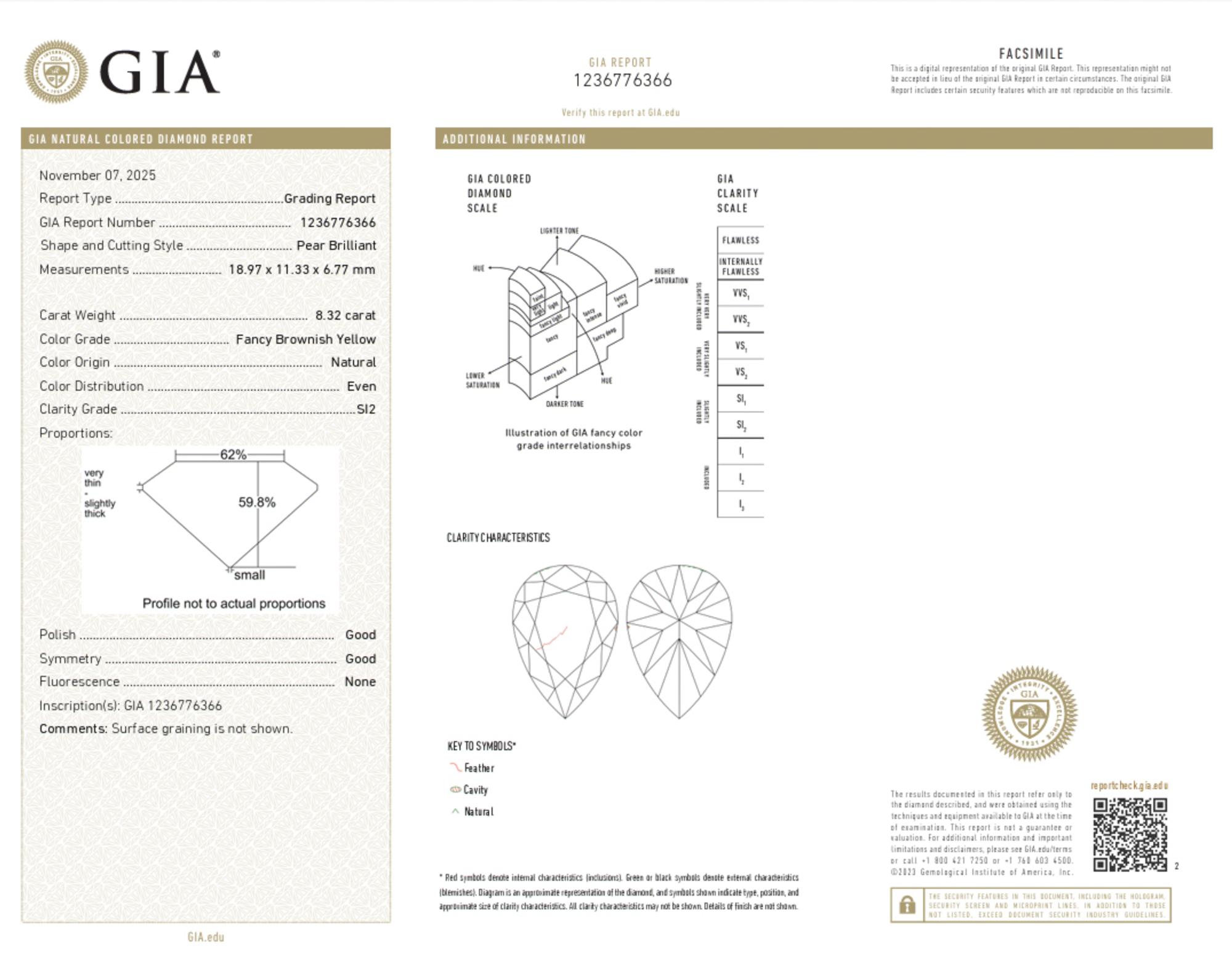 NATURAL FANCY BROWNISH YELLOW PEAR SHAPED DIAMOND AND DIAMOND RING