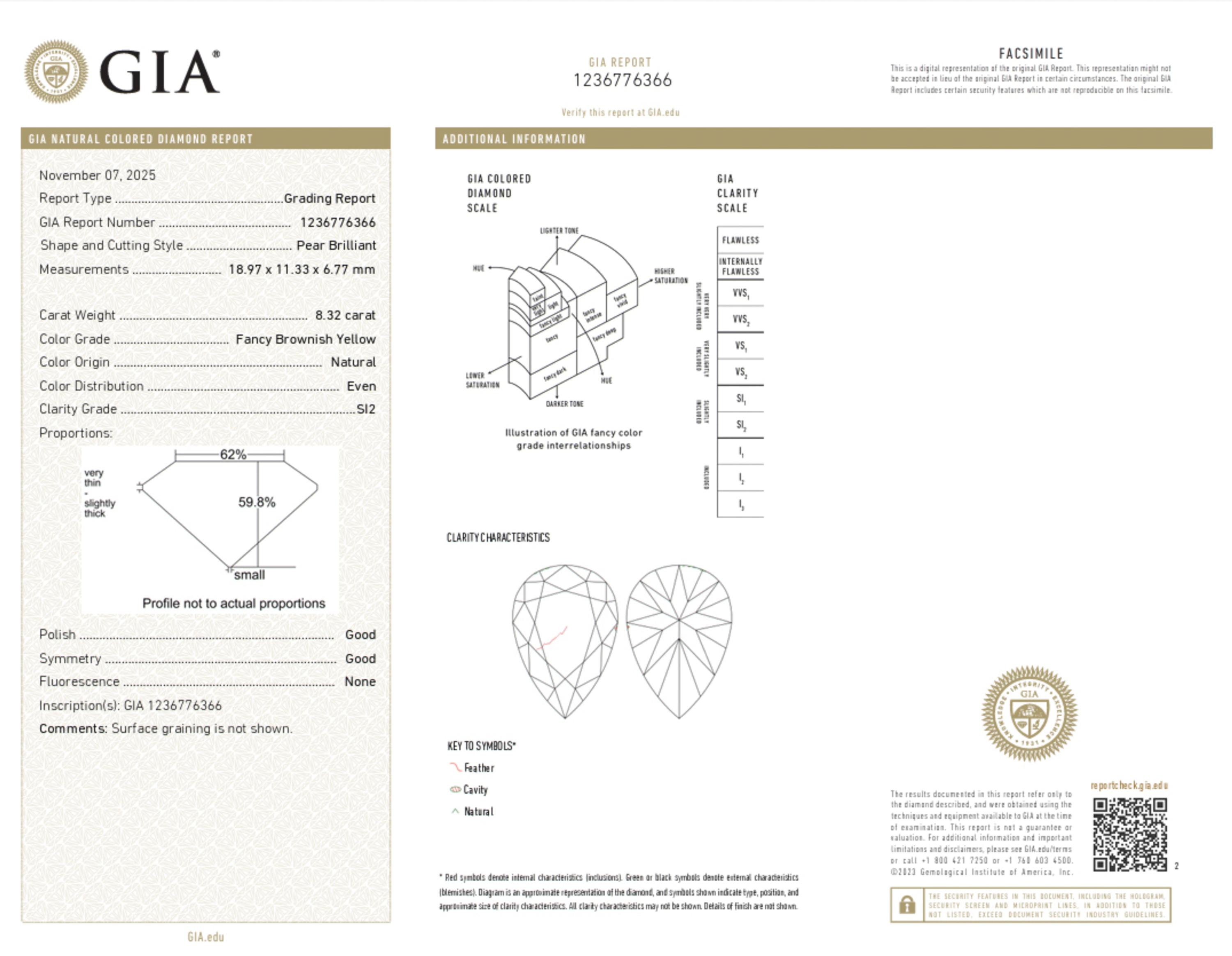 NATURAL FANCY BROWNISH YELLOW PEAR SHAPED DIAMOND AND DIAMOND RING