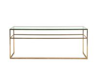 A Lacquered Brass and Glass Console Table
