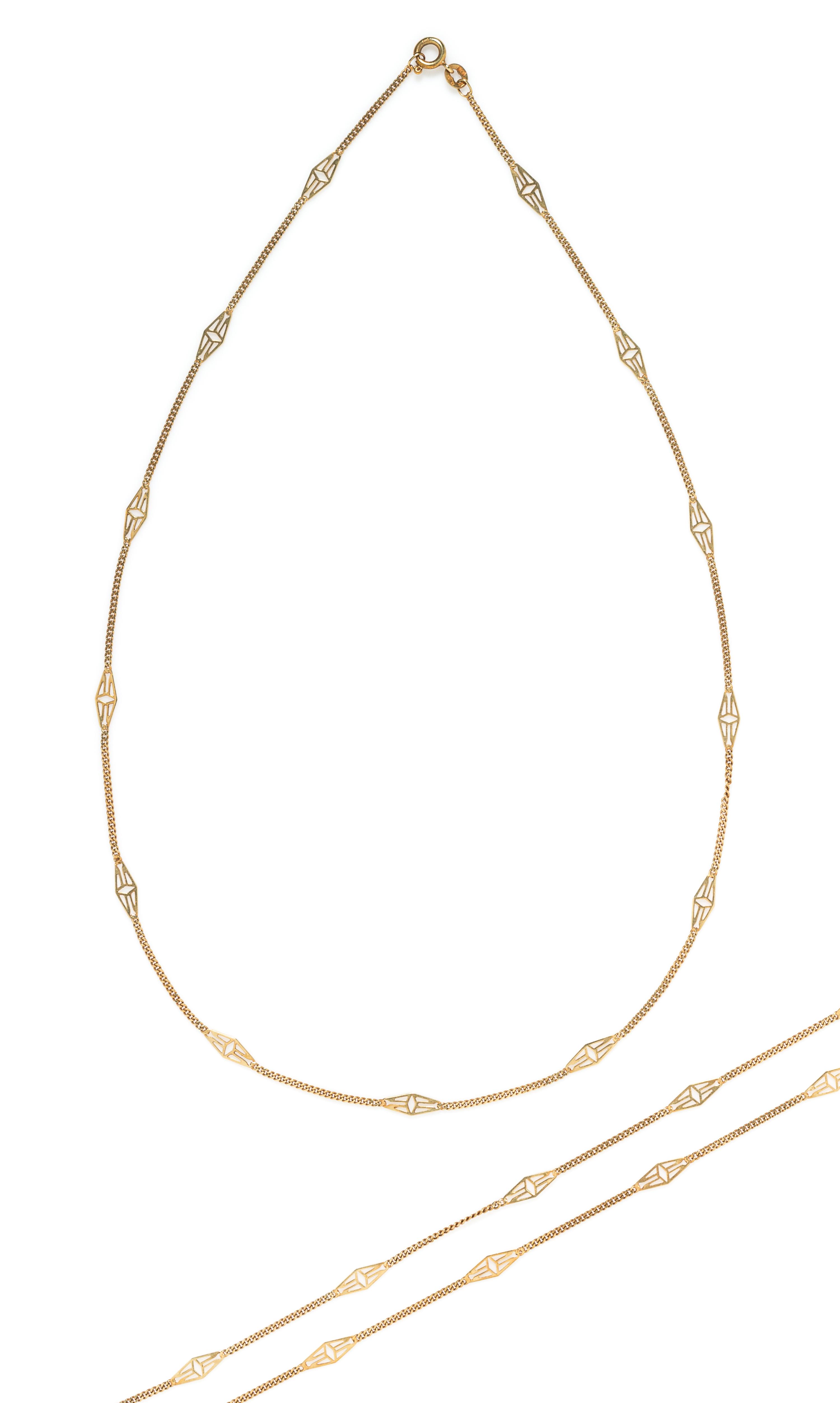 Two Yellow Gold Chain Necklaces, 5.50 dwts.