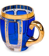A Set of Moser Cobalt Blue and Gilt Decorated Glass Stemware
