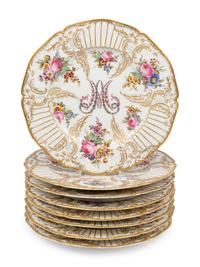 A Set of Eight French Porcelain Plates