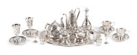 An Extensive Indian Silver-Plate Tea, Coffee and Dessert Service, Late 19th/Early 20th Century, comprising 2 coffee pots, 1 teapot, 2 c
