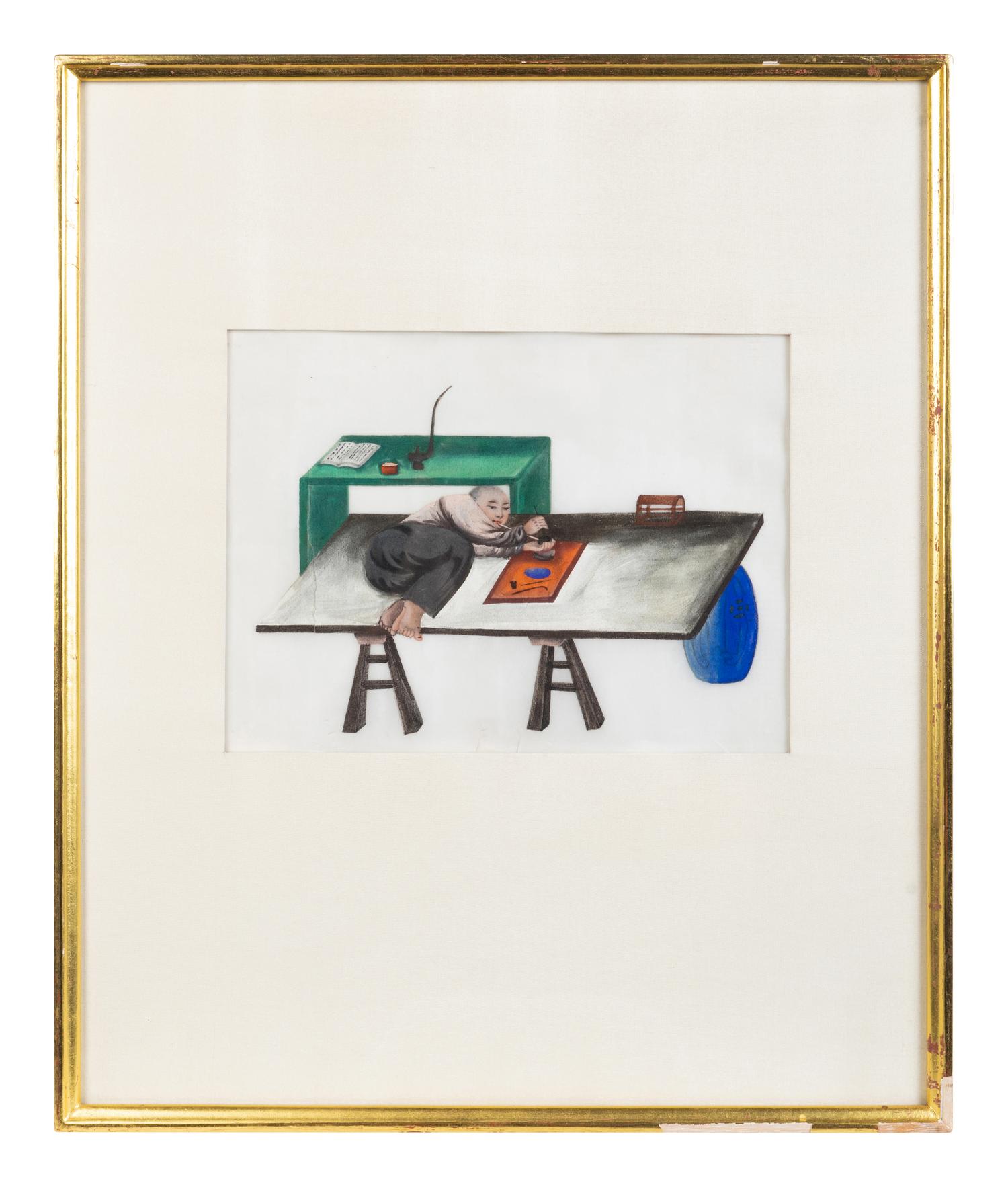 A Pair of Chinese Pith Paintings — 20TH CENTURY