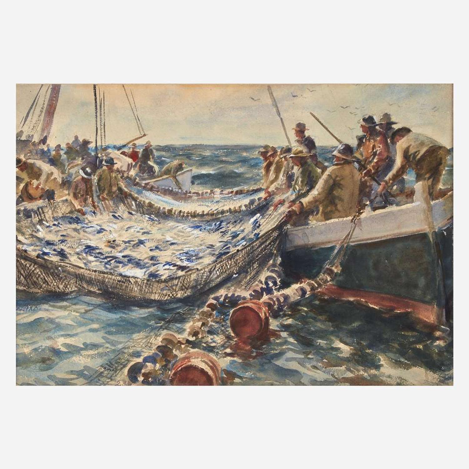 Gordon Hope Grant (American, 1875-1962) Hauling in the Nets; together with a companion