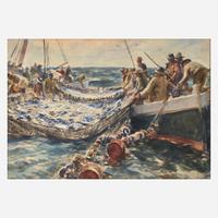Gordon Hope Grant (American, 1875-1962) Hauling in the Nets; together with a companion