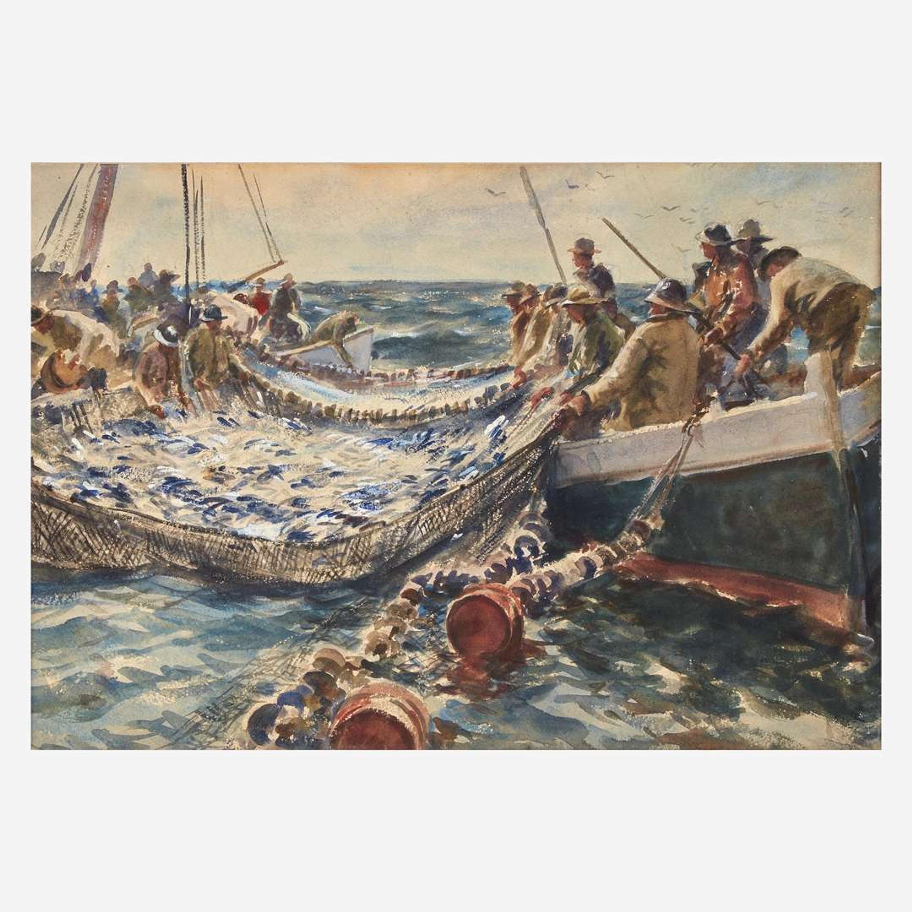 Gordon Hope Grant (American, 1875-1962) Hauling in the Nets; together with a companion