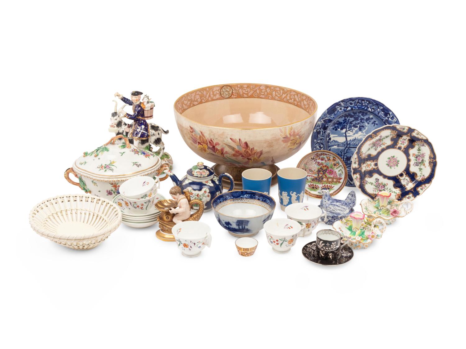 A Collection of English Porcelain and Ceramic Table Articles