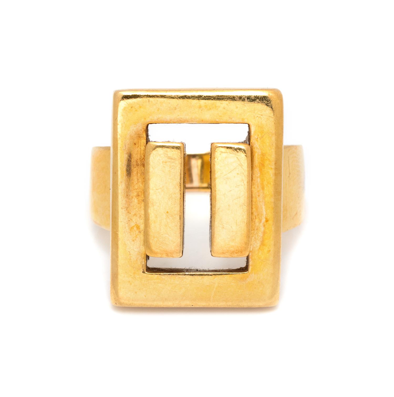 An 18 Karat Yellow Gold Modernist Ring, Spain,