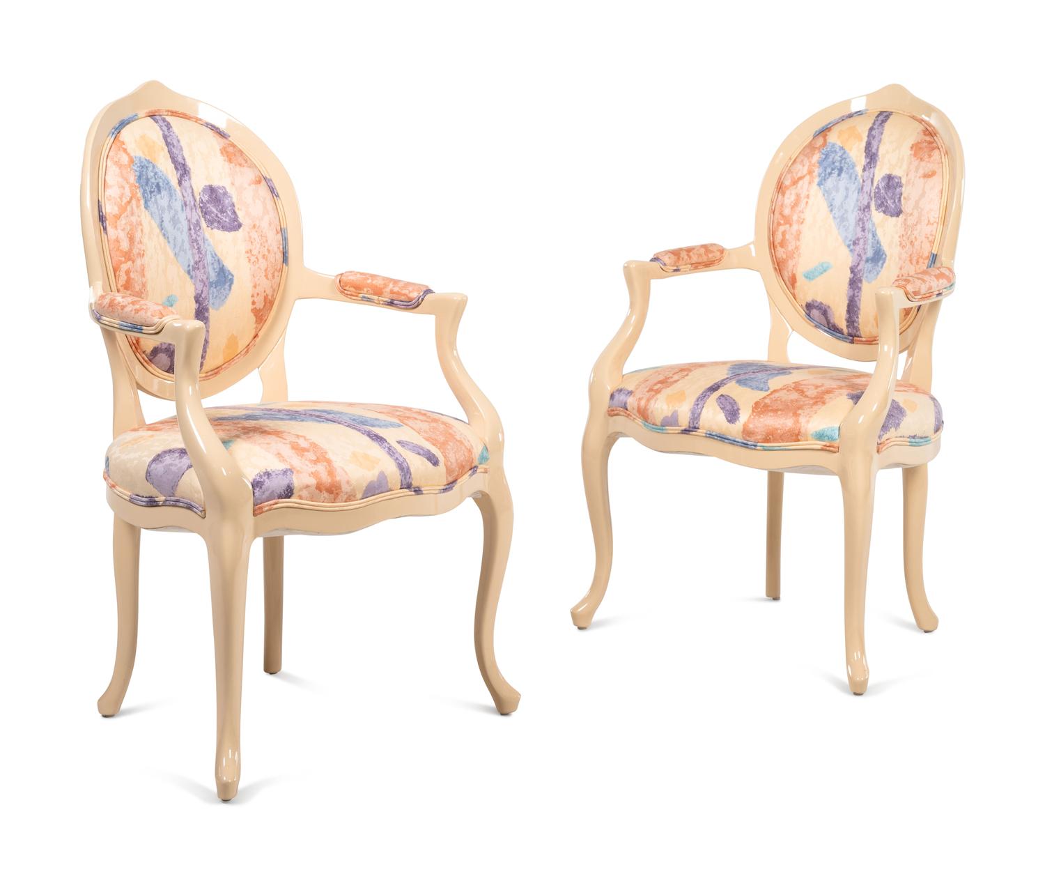 A Set of Six Interior Crafts Lacquer-Finished Dining Chairs