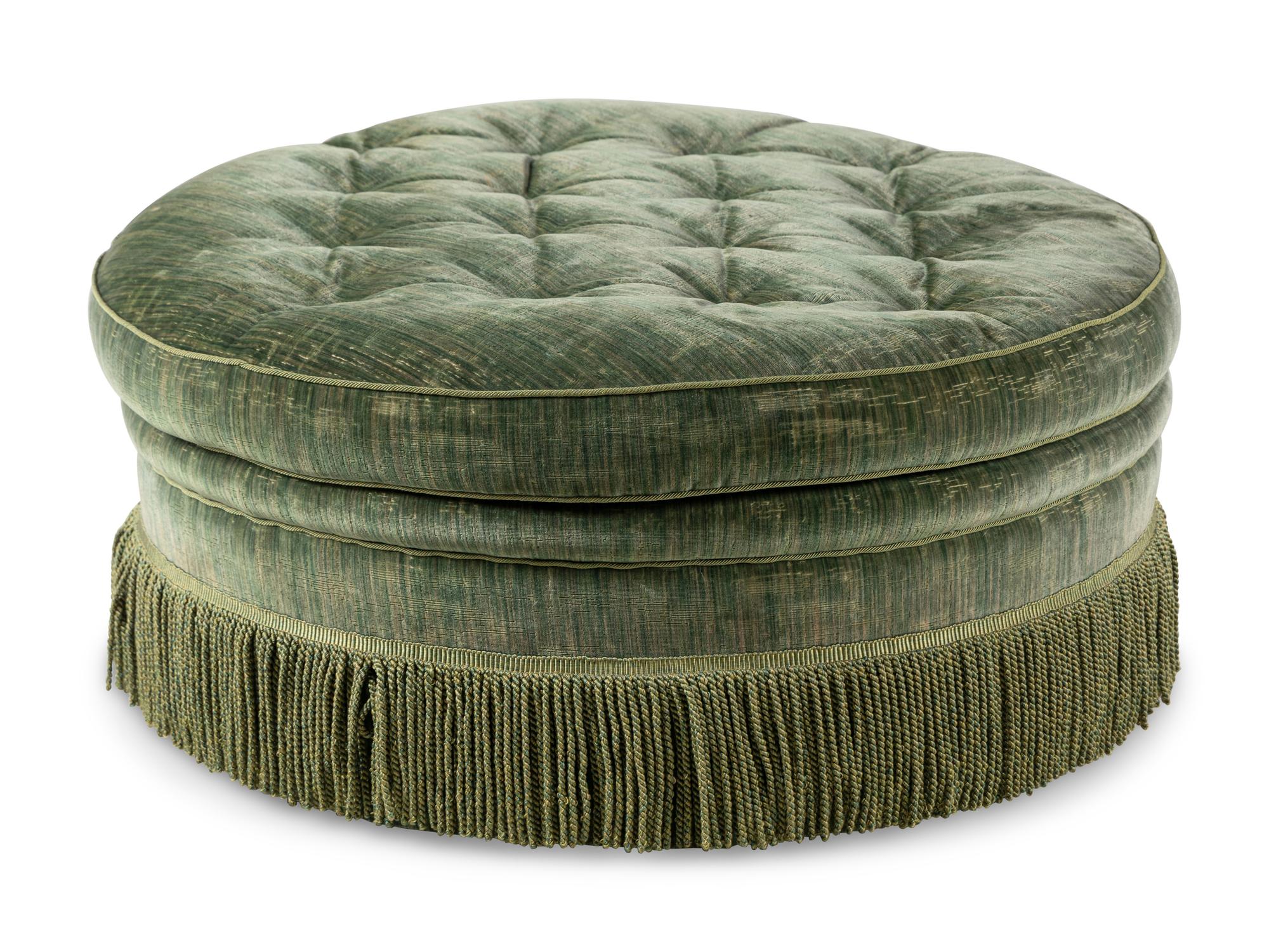 A Button-Tufted Upholstered Ottoman