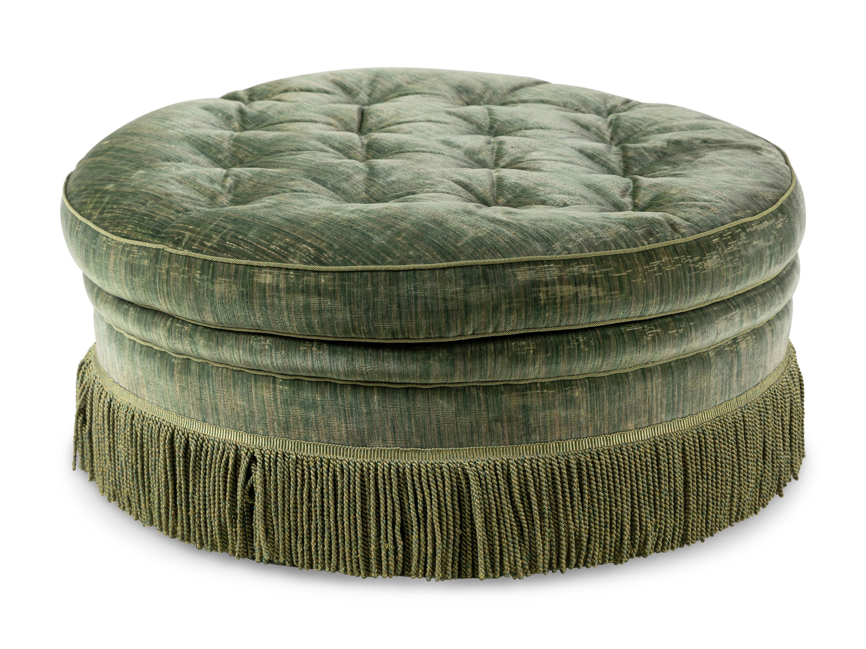 A Button-Tufted Upholstered Ottoman