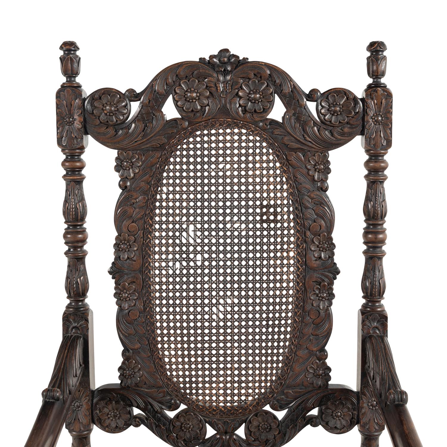 A William and Mary Style Carved Walnut Armchair